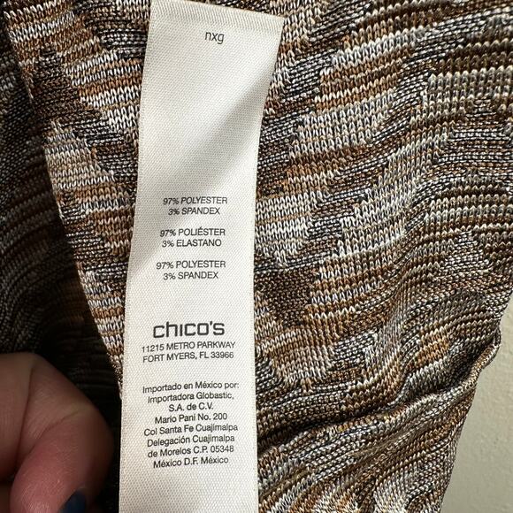 NEW Chicos Collection Cardigan Jacket Chevron Shimmer Neutral Tans Chicos 2 US L - Picture 13 of 15